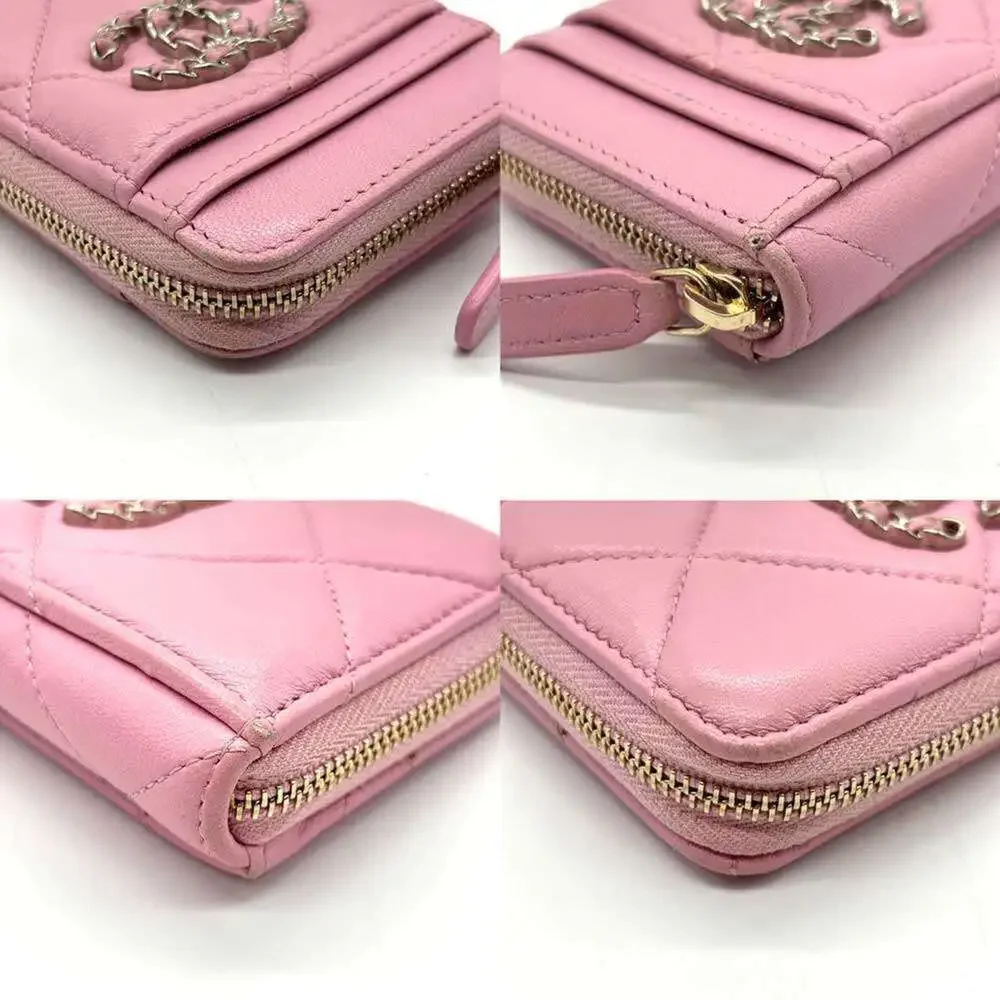 CHANEL Pink Lambskin Leather Wallet